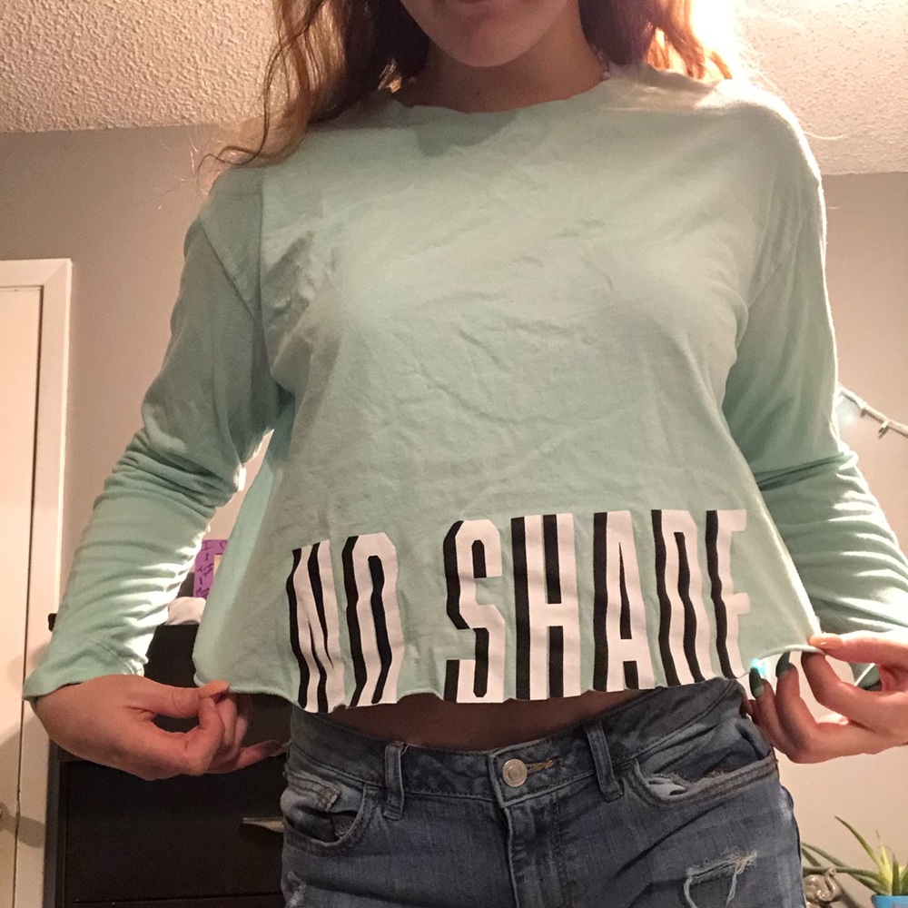 Teal NO SHADE long sleeve crop top